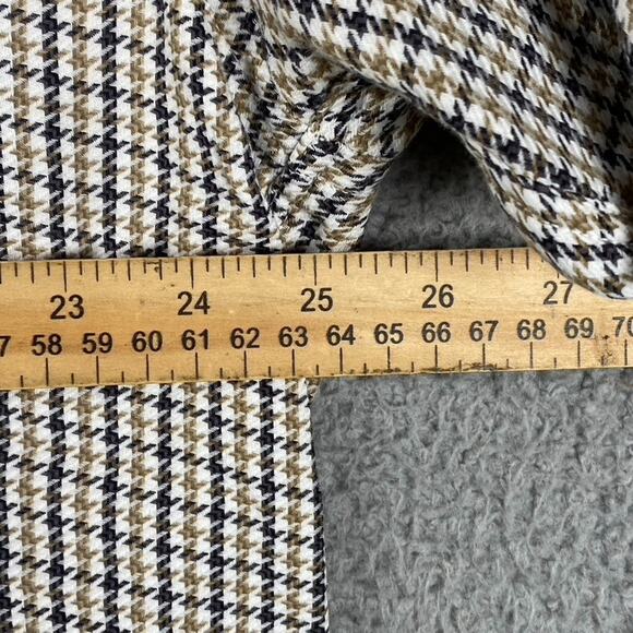 Johnston & Murphy Button Down Shirt Men's Large Brown Houndstooth Preppy Office - Picture 8 of 11